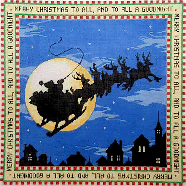 Merry Christmas - Stitch Painted Needlepoint Canvas from Sandra Gilmore