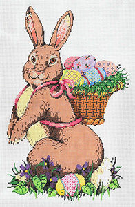 Special Delivery (bunny) - Stitch Painted Needlepoint Canvas from Sandra Gilmore