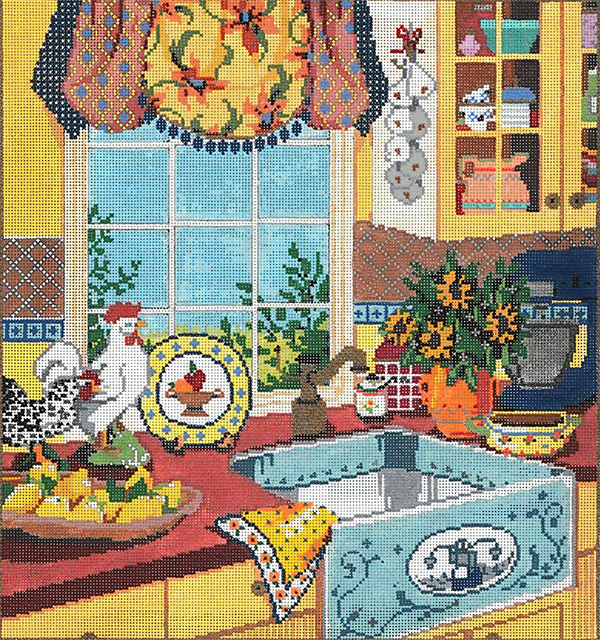 La Cuisine - Stitch Painted Needlepoint Canvas from Sandra Gilmore