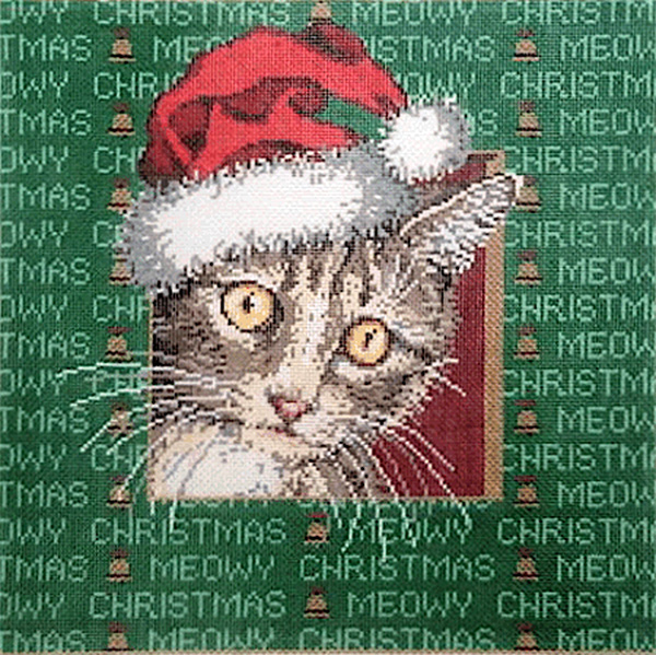 Meow - Stitch Painted Needlepoint Canvas from Sandra Gilmore