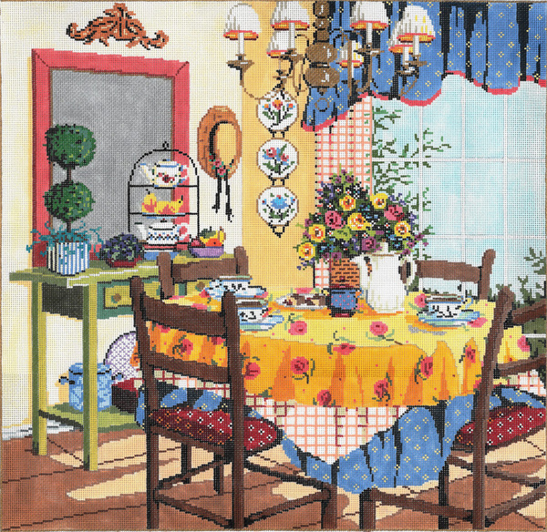 La Salle de Manger - Stitch Painted Needlepoint Canvas from Sandra Gilmore