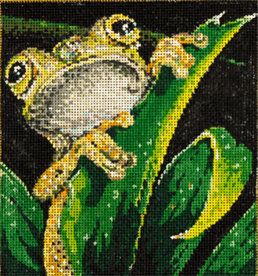 Froggy - Stitch Painted Needlepoint Canvas from Sandra Gilmore
