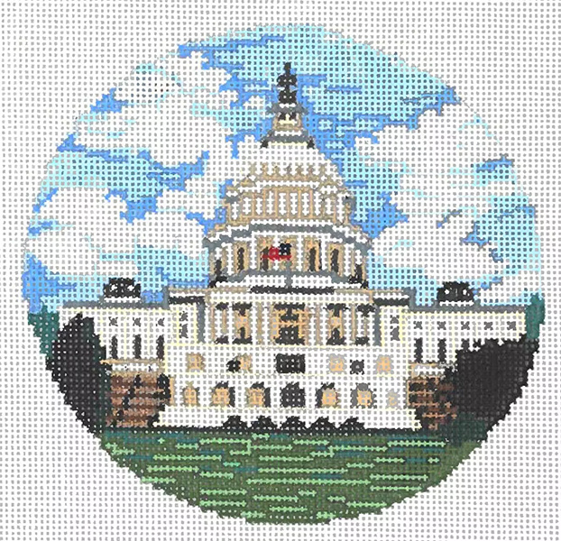 Capitol - Stitch Painted Needlepoint Canvas from Sandra Gilmore