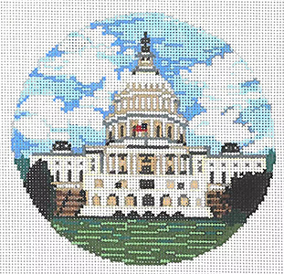 Capitol - Stitch Painted Needlepoint Canvas from Sandra Gilmore