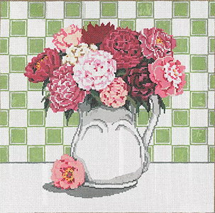 Pretty in Pinks - Stitch Painted Needlepoint Canvas