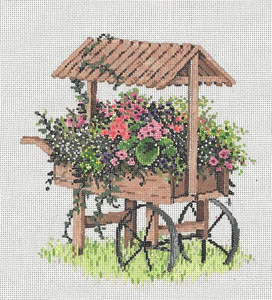 Cart V - Stitch Painted Needlepoint Canvas from Sandra Gilmore