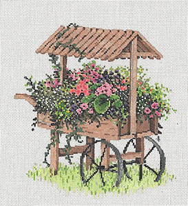 Cart V - Stitch Painted Needlepoint Canvas from Sandra Gilmore