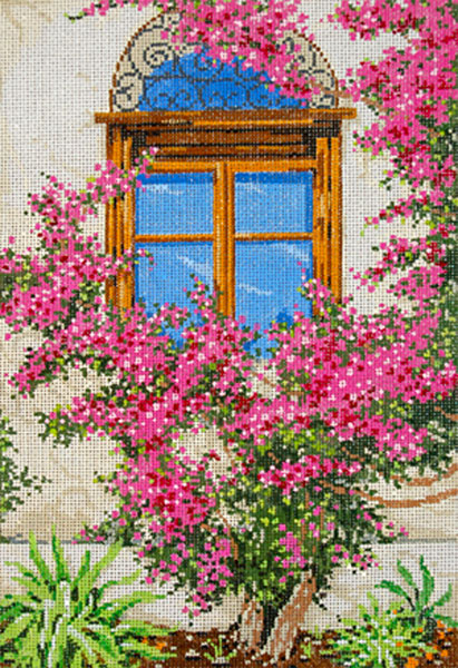 Bougainvillea - Stitch Painted Needlepoint Canvas from Sandra Gilmore