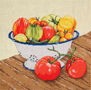 Tomatoes - Stitch Painted Needlepoint Canvas from Sandra Gilmore