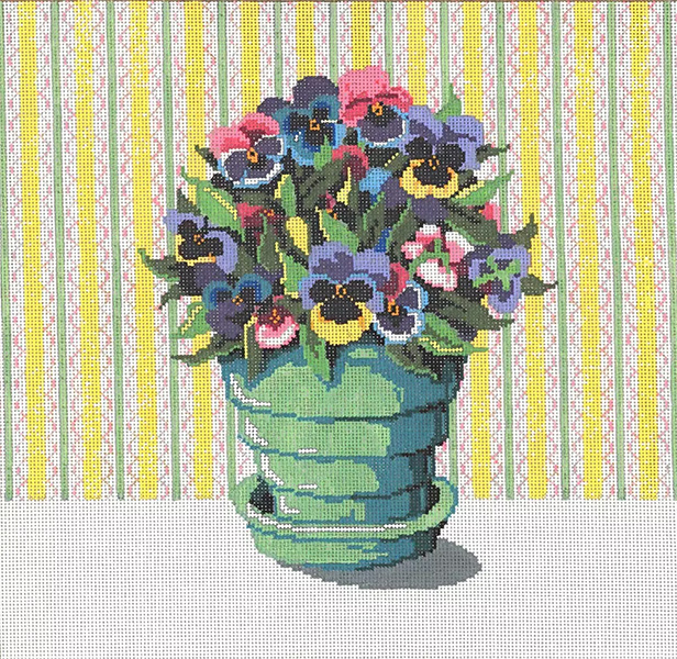 Pansies - Stitch Painted Needlepoint Canvas from Sandra Gilmore