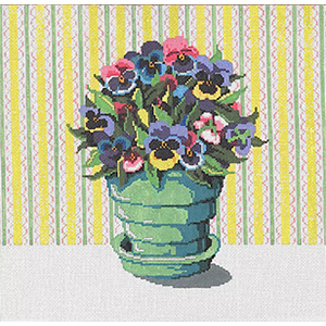 Pansies - Stitch Painted Needlepoint Canvas from Sandra Gilmore