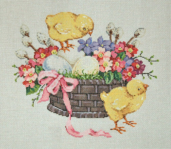 Chickies - Stitch Painted Needlepoint Canvas from Sandra Gilmore