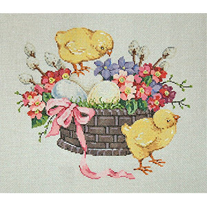 Chickies - Stitch Painted Needlepoint Canvas from Sandra Gilmore