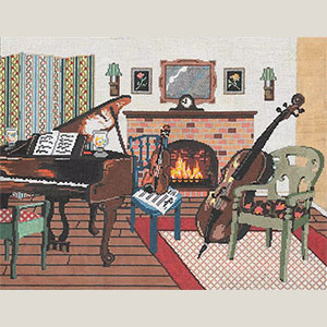 Music Room - Stitch Painted Needlepoint Canvas from Sandra Gilmore