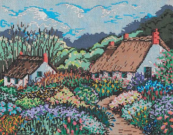 Careen's Cottage - Stitch Painted Needlepoint Canvas from Sandra Gilmore