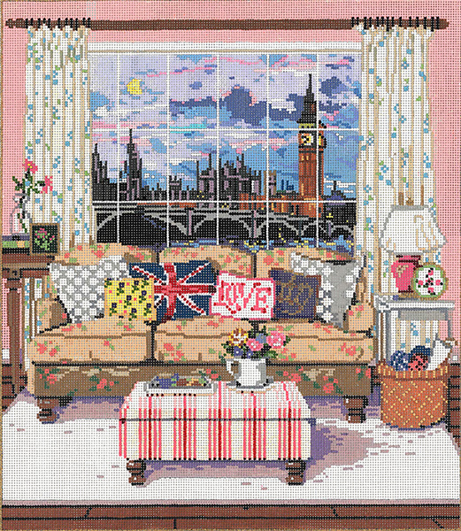 View of London - Stitch Painted Needlepoint Canvas from Sandra Gilmore