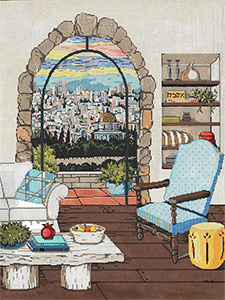 View of Jerusalem - Stitch Painted Needlepoint Canvas from Sandra Gilmore