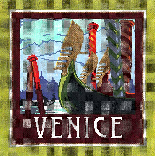 Venice - Stitch Painted Needlepoint Canvas from Sandra Gilmore