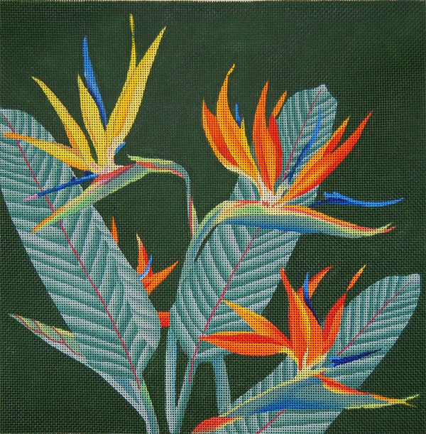Giant Bird of  Paradise - Hand Painted Needlepoint Canvas from dede's Needleworks