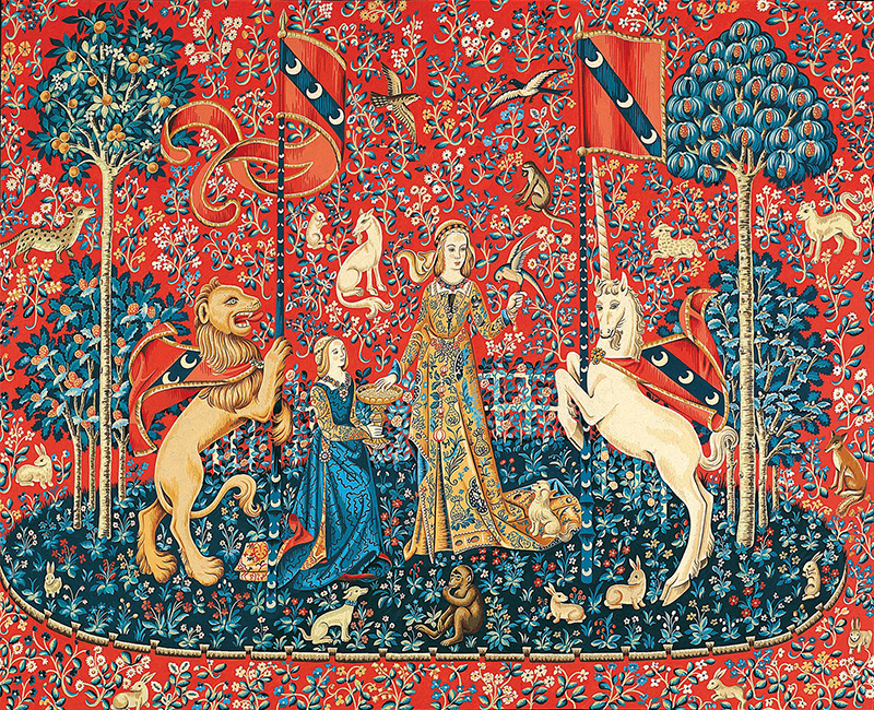 Margot Creations de Paris Needlepoint - Tapestries - The Lady and the Unicorn "Taste" (Dame a la Licorne Le Gout)