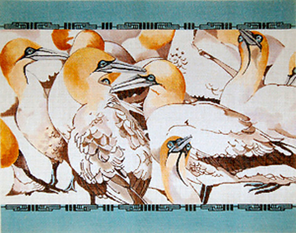 Sea Gannets - Hand Painted Needlepoint Canvas by Joy Juarez