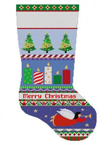 Susan Roberts Needlepoint Designs - Hand-painted Christmas Stocking - Bold Stripe Candles