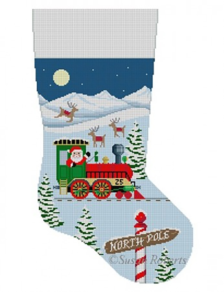 NeedlepointUS: Susan Roberts Needlepoint Designs - Hand-painted Christmas  Stocking - Sport Equipment Santa Stocking, Stockings, SR3237