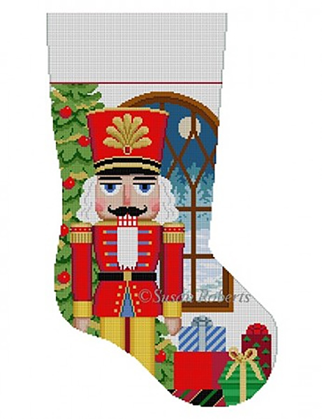 Susan Roberts Needlepoint Designs - Hand-painted Christmas Stocking - Nutcracker in Window