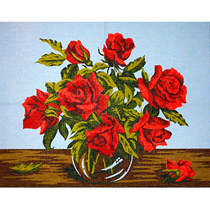Margot Creations de Paris Needlepoint Vase of Roses