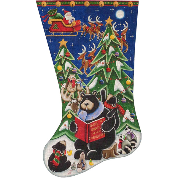 Bear's - Night Before Hand Painted Stocking Canvas from Rebecca Wood