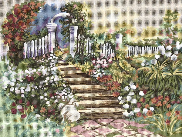 Garden Gate Steps Needlepoint Canvas