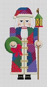 Susan Roberts Needlepoint Designs - Hand-painted Christmas Canvas - Nutcracker Patchwork Santa