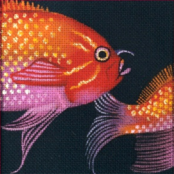 Leigh Designs - Hand-painted Needlepoint Canvases - Tropical Fish - Fairy Basslet Coaster