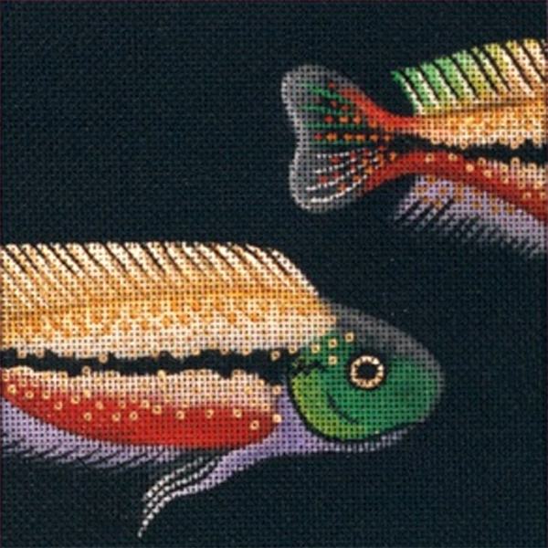 Leigh Designs - Hand-painted Needlepoint Canvases - Tropical Fish - Cichlasoma Coaster