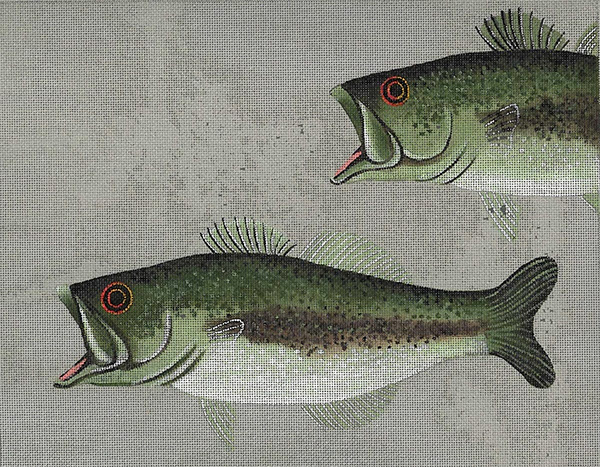 Leigh Designs - Hand-painted Needlepoint Canvases - Large Mouth Bass Canvas