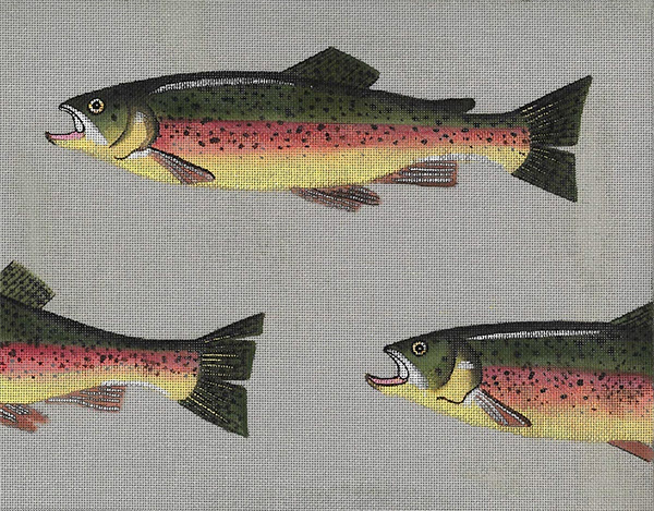 Leigh Designs - Hand-painted Needlepoint Canvases - Rainbow Trout Canvas