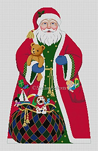Susan Roberts Needlepoint Designs - Hand-painted Christmas Canvas - Santa with Toy Bag