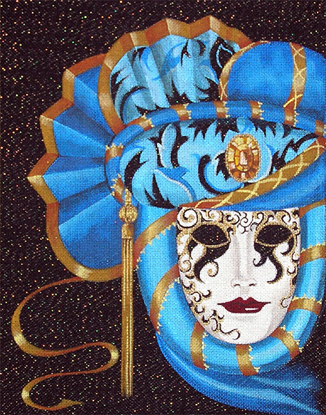 Leigh Designs - Hand-painted Needlepoint Canvases - Luciana Mask