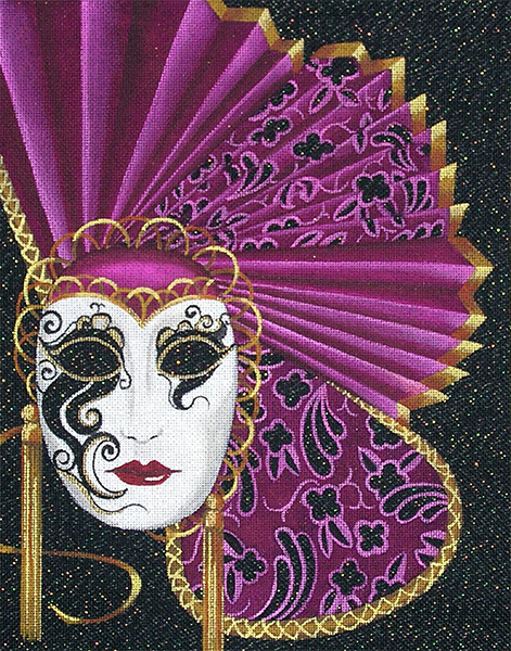 Leigh Designs - Hand-painted Needlepoint Canvases - Allegra Mask