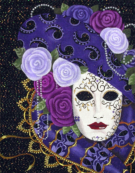 Leigh Designs - Hand-painted Needlepoint Canvases - Belinda Mask
