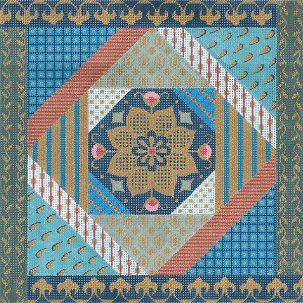 Green Moroccan Patchwork #2 hand painted needlepoint canvas from Creative Needle