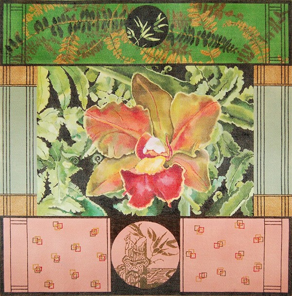 Large Orchid - Hand Painted Needlepoint Canvas by Joy Juarez