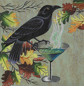 Leigh Designs - Hand-painted Needlepoint Canvases - Old Crows - Night Cap