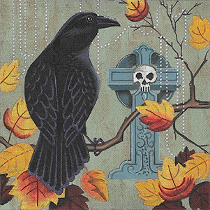 Leigh Designs - Hand-painted Needlepoint Canvases - Old Crows - Grave Condition