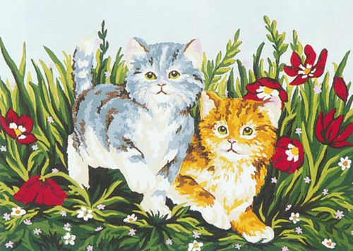 Playful Kittens  - Collection d'Art Needlepoint Canvas