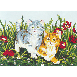 Playful Kittens  - Collection d'Art Needlepoint Canvas