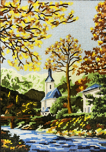 Church by the Stream - Collection d'Art Needlepoint Canvas