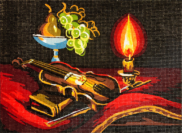 Violin and Candlelight- Collection d'Art Needlepoint Canvas