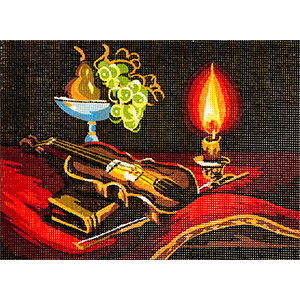 Violin and Candlelight- Collection d'Art Needlepoint Canvas