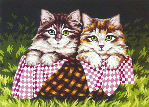 Kittens in a Basket  - Collection d'Art Needlepoint Canvas